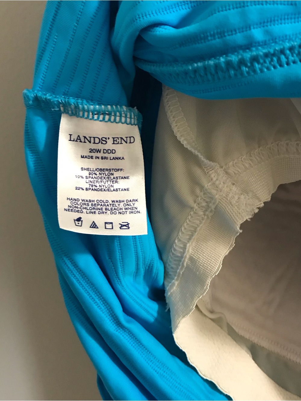 Lands' End Turquoise Textured Scoop Swim Tankini Top - Picture 3 of 4